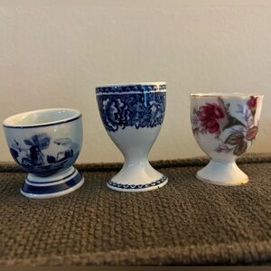 3 mini egg cups vintage